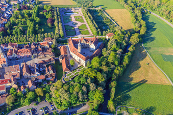 Castle Weikersheim with rose garden, alchemy and witch garden in Weikersheim in the state Baden-Wuerttemberg, Germany