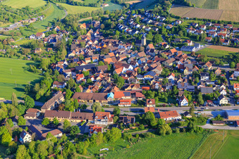 View of the Tauber Valley in the morning from the south in the district Schäftersheim in Weikersheim in the state Baden-Wuerttemberg, Germany