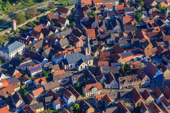 St. Kilian's Church in the village center in Röttingen in the state Bavaria, Germany
