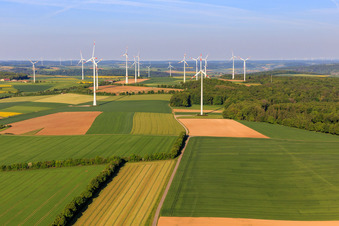 Wind turbine/Klosterwald wind farm in the district Niederrimbach in Creglingen in the state Baden-Wuerttemberg, Germany