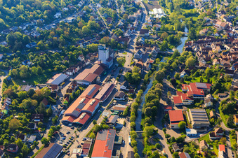 BAG - Raiffeisen - eG Agricultural warehouse on the banks of the Tauber in Creglingen in the state Baden-Wuerttemberg, Germany