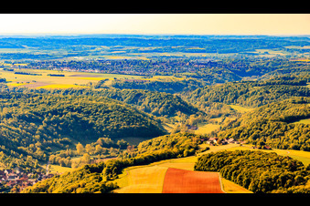 Aerial view of City view from the northwest in Rothenburg ob der Tauber in the state Bavaria, Germany