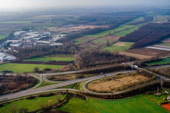 Am Horst industrial area in the district Minderslachen in Kandel in the state Rhineland-Palatinate, Germany from the plane