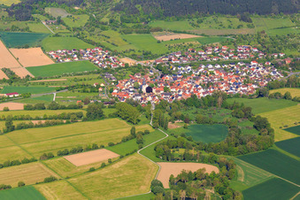 Meandering course of the Tauber in the district Hochhausen in Tauberbischofsheim in the state Baden-Wuerttemberg, Germany