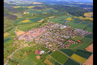 View of the town from the west in Werbach in the state Baden-Wuerttemberg, Germany