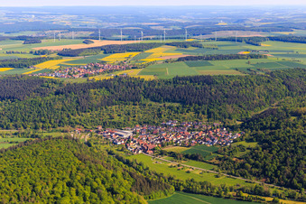 Village view in the lovely Taubertal from the south in the district Niklashausen in Werbach in the state Baden-Wuerttemberg, Germany