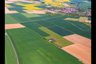 Aerial view of Ultralight airfield Wertheim in the district Sachsenhausen in Wertheim in the state Baden-Wuerttemberg, Germany