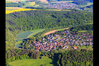 View from the west in the lovely Taubertal in the district Waldenhausen in Wertheim in the state Baden-Wuerttemberg, Germany