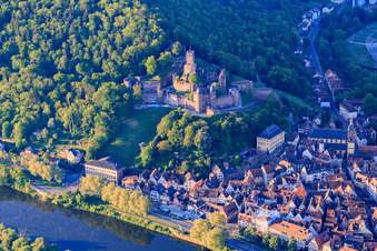 Castle Burg Wertheim above the old town on the Main in Wertheim in the state Baden-Wuerttemberg, Germany