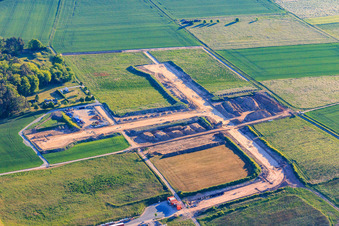 Development of the Am Fuchsenacker commercial area in the district Bettingen in Wertheim in the state Baden-Wuerttemberg, Germany