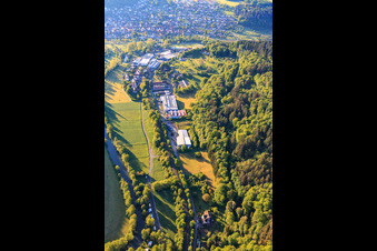 Aerial view of Industrial area Zum Schlag with Rekuplast GmbH, Uebe Medical GmbH and TFA Dostmann GmbH & Co. KG in the district Reicholzheim in Wertheim in the state Baden-Wuerttemberg, Germany