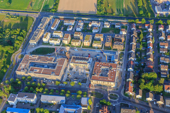 Oblique view of New buildings on Emil-Wachter-Straße in the district Mörsch in Rheinstetten in the state Baden-Wuerttemberg, Germany