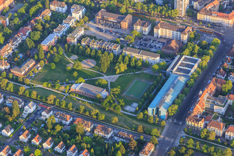 Children's playground Paul Ehrlich Street and KIT / Campus B on Blücherstraße in the district Weststadt in Karlsruhe in the state Baden-Wuerttemberg, Germany