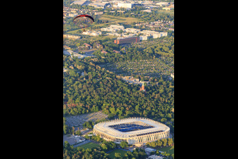 Aerial view of Football stadium BBBank Wildpark of the KSC - Karlsruher Sport-Club in the district Innenstadt-Ost in Karlsruhe in the state Baden-Wuerttemberg, Germany