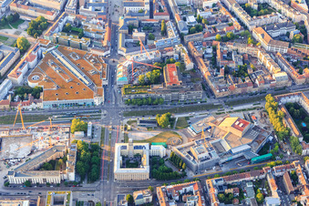 Construction site for the renovation of the Badisches Staatstheater on Baumeisterstraße in the district Südweststadt in Karlsruhe in the state Baden-Wuerttemberg, Germany