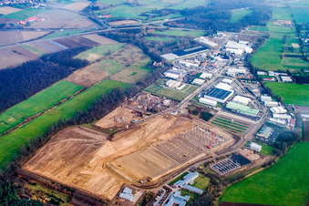 Drone recording of Am Horst industrial area in the district Minderslachen in Kandel in the state Rhineland-Palatinate, Germany