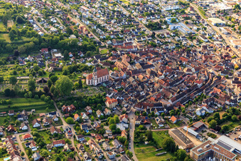 Baroque old town with St. Bartholomew in Ettenheim in the state Baden-Wuerttemberg, Germany