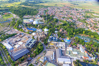 Overview of the classic part of Europa-Park Rust in Rust in the state Baden-Wuerttemberg, Germany