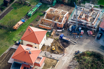 On the high trail in Kandel in the state Rhineland-Palatinate, Germany seen from a drone