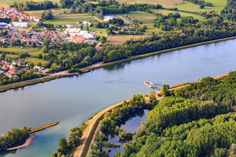 Rhinau-Kappel ferry across the Rhine in the district Rheinau in Ortenaukreis in the state Baden-Wuerttemberg, Germany