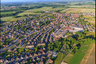 View of the town from the west in Wittisheim in the state Bas-Rhin, France