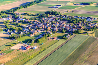 Aerial view of Village view from the north in Schwobsheim in the state Bas-Rhin, France
