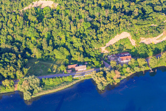 Aerial view of Limberg am Rhein with Restaurant Zur Limburg in Sasbach am Kaiserstuhl in the state Baden-Wuerttemberg, Germany