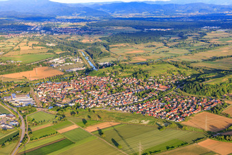 City view from the west in Riegel am Kaiserstuhl in the state Baden-Wuerttemberg, Germany