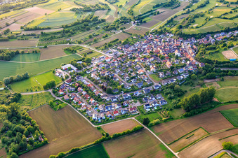 Aerial view of View of the winegrowing village from the southeast in the district Tutschfelden in Herbolzheim in the state Baden-Wuerttemberg, Germany