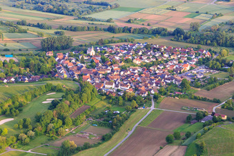 Village view from the north in the district Tutschfelden in Herbolzheim in the state Baden-Wuerttemberg, Germany