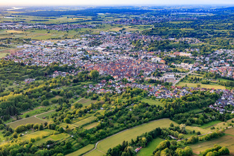 City view from the southeast in Ettenheim in the state Baden-Wuerttemberg, Germany