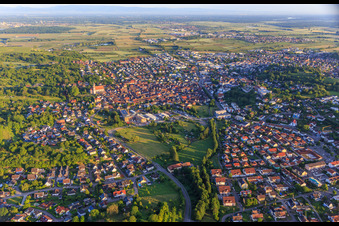 Aerial view of City view from the east in Ettenheim in the state Baden-Wuerttemberg, Germany