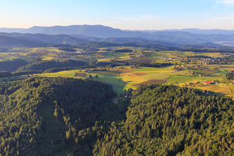 Aerial view of Hamlet on the Black Forest plateau in the district Ottoschwanden in Freiamt in the state Baden-Wuerttemberg, Germany