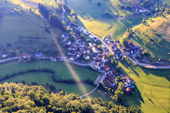 Village view in the Reichenbachtal from the west in the district Reichenbach in Freiamt in the state Baden-Wuerttemberg, Germany