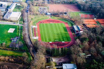 Bienwald Stadium in Kandel in the state Rhineland-Palatinate, Germany from above