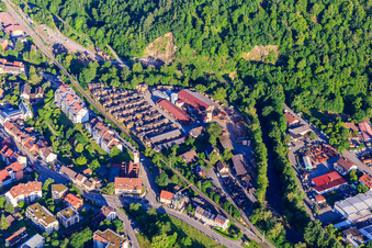 Aerial view of Hardwood Sawmill Blum GmbH in the district Kollnau in Waldkirch in the state Baden-Wuerttemberg, Germany