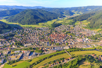 City overview from the north in Haslach im Kinzigtal in the state Baden-Wuerttemberg, Germany