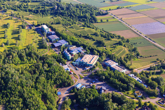 Aerial view of Landfill of the Kahlenberg Waste Treatment Association surrounded by vineyards in Ringsheim in the state Baden-Wuerttemberg, Germany