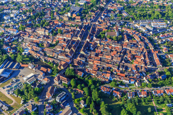 Upper and lower circle and main street from the south in the district Wonnental in Kenzingen in the state Baden-Wuerttemberg, Germany