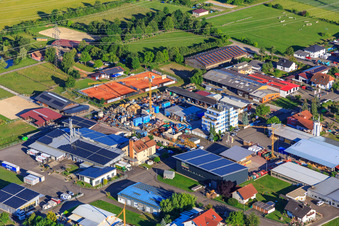 Schochenwinkel industrial area with Bergmann Elektrosysteme GmbH, Koch - Voegele GmbH and BST Rinklin GmbH in Bahlingen am Kaiserstuhl in the state Baden-Wuerttemberg, Germany