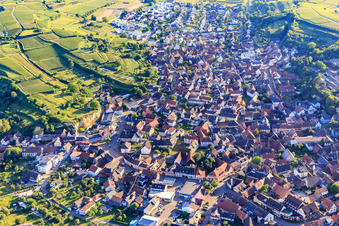 View of the town from the northeast in Bahlingen am Kaiserstuhl in the state Baden-Wuerttemberg, Germany