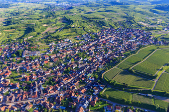 Aerial view of View from the north in Eichstetten am Kaiserstuhl in the state Baden-Wuerttemberg, Germany