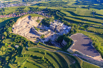 Aerial view of Quarry Bötzingen of HANS G. HAURI KG Mineralstoffwerke in the district Oberschaffhausen in Bötzingen in the state Baden-Wuerttemberg, Germany