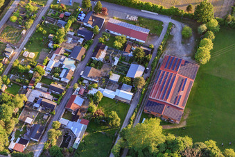 Aerial photograpy of Club grounds of the Archery Friends Wyhl eV, Small Animal Breeding Club Wyhl and Dog Lovers Club in Wyhl am Kaiserstuhl in the state Baden-Wuerttemberg, Germany