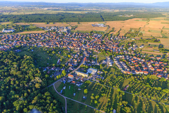View of the town from the west in Weisweil in the state Baden-Wuerttemberg, Germany