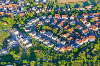 Aerial view of Oberwörthstraße in Weisweil in the state Baden-Wuerttemberg, Germany