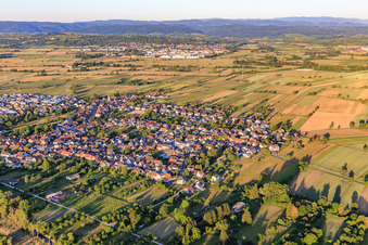 Aerial view of Overview of the town from the west in the district Oberhausen in Rheinhausen in the state Baden-Wuerttemberg, Germany