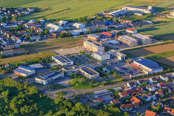 Commercial area with community center Rheinhausen, care in the Generationshaus St. Josef | The Sisters' Association and REWE in the district Oberhausen in Rheinhausen in the state Baden-Wuerttemberg, Germany