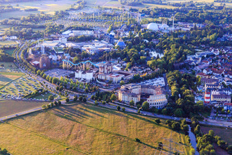 Aerial view of Whale Adventures, Atlantica SuperSplash and WODAN – Timburcoaster of Europapark Rust in Rust in the state Baden-Wuerttemberg, Germany