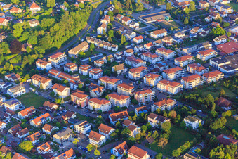 New development area Kreuzerweg from the northwest in Ettenheim in the state Baden-Wuerttemberg, Germany